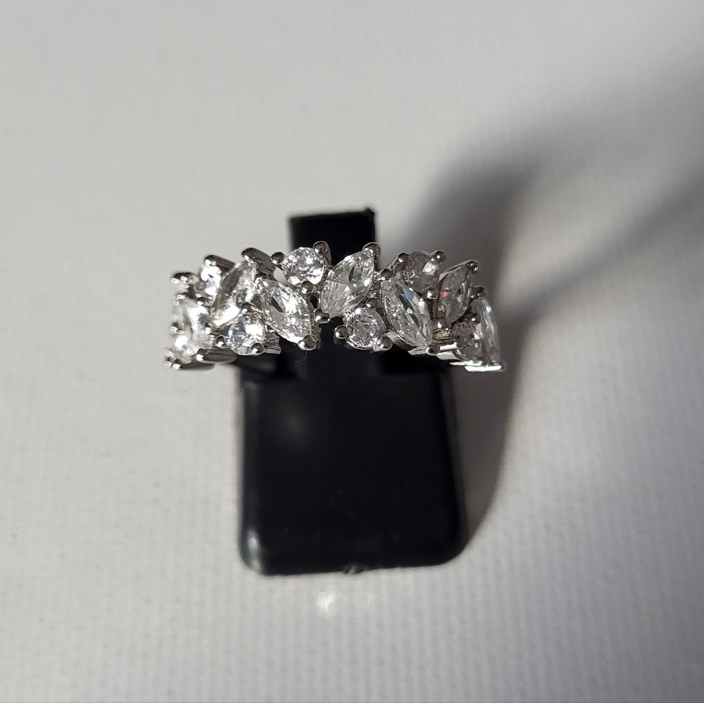 Silvertone Marquise Eternity Band Ring